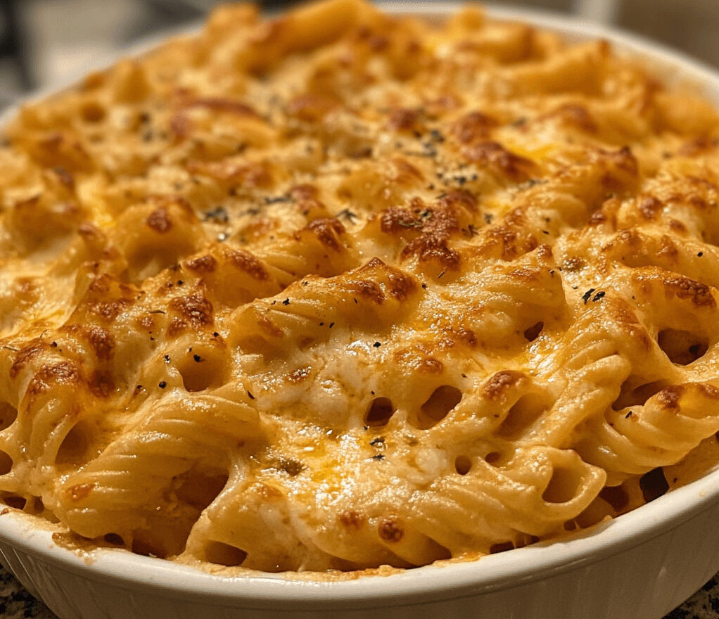 A creamy bowl of Rotel Dip Pasta, featuring pasta tossed in a cheesy Rotel dip sauce with melted cheese and a sprinkle of fresh green onions.