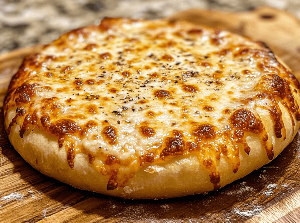 A ball of fresh, risen casera pizza masa dough on a floured surface, ready to be rolled out into a pizza crust.