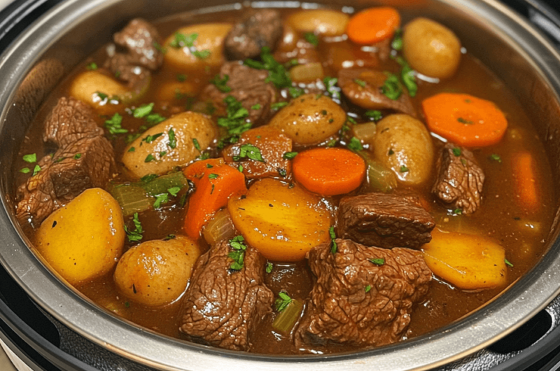 Fast and Tender Beef Stew Made in a Pressure Cooker