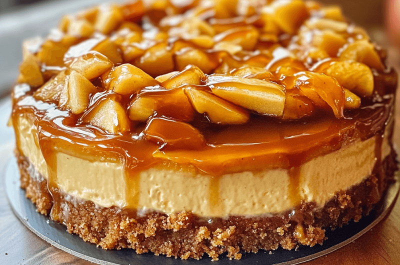 Indulge in the Ultimate Gourmet Caramel Apple Cheesecake Extravaganza