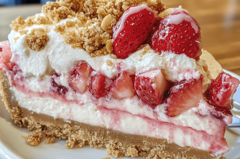 Indulge in a Slice of Berrylicious Strawberry Crunch Cheesecake