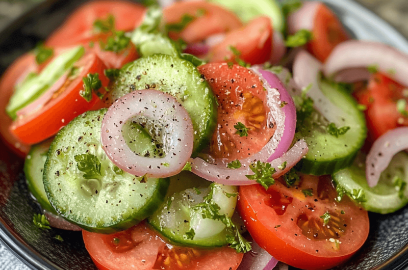 Easy and Flavorful Cucumber, Onion, and Tomato Salad