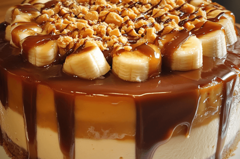 Indulge in the Rich Flavors of Banana Caramel Peanut Butter Cheesecake