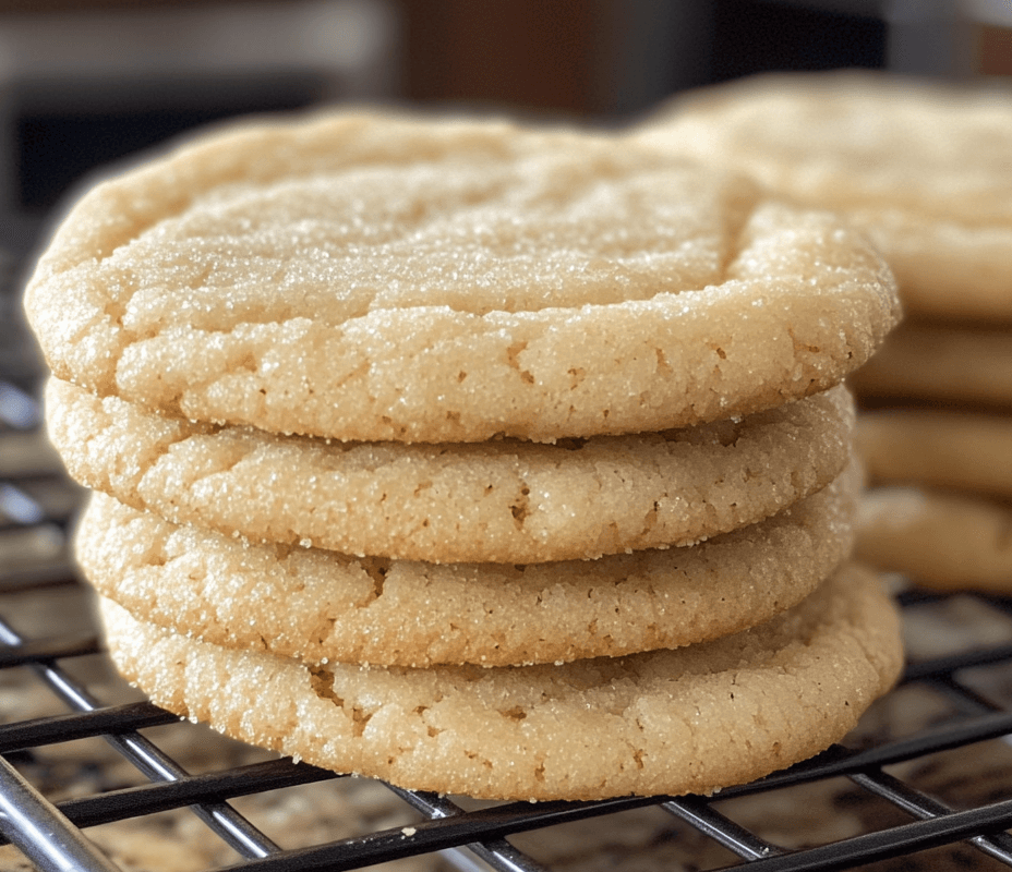 A plate of freshly baked vanilla cookies, golden brown with a soft texture, decorated with colorful sprinkles.