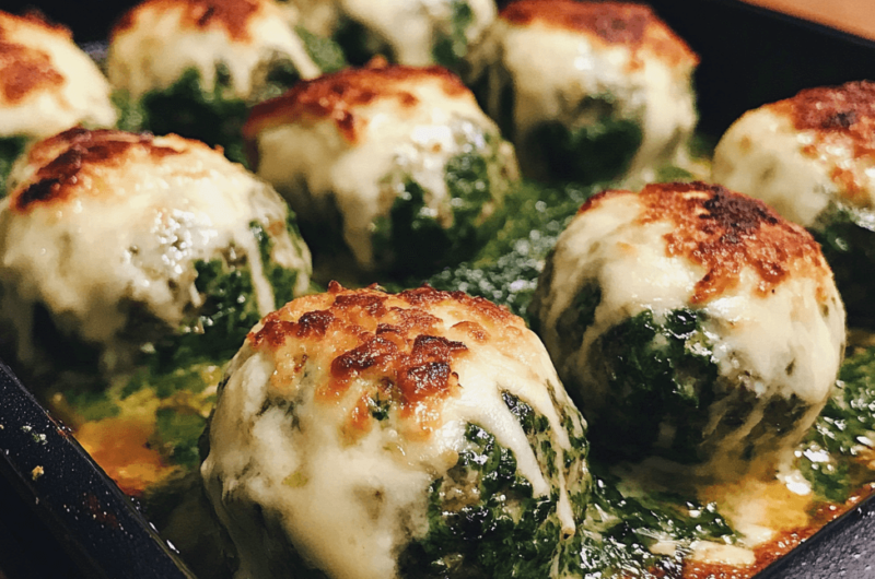 How to Make Spinach Garlic Meatballs Stuffed with Gooey Mozzarella