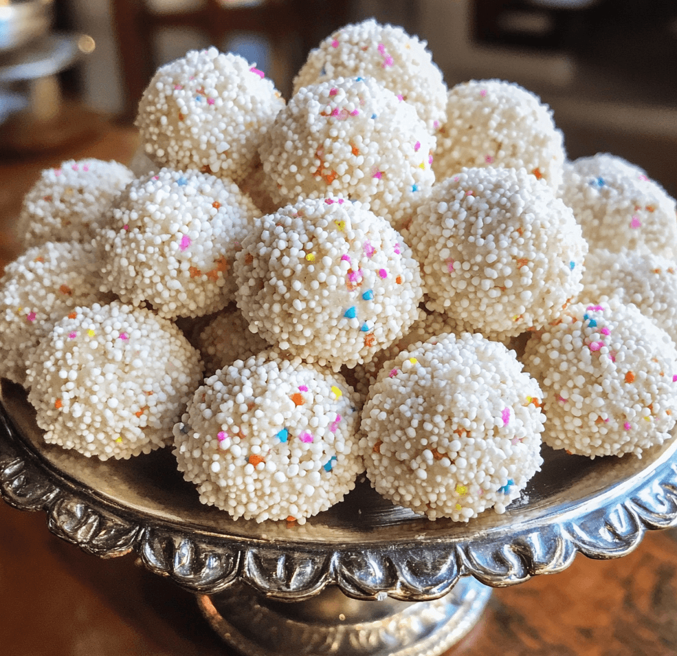 Close-up of homemade Turkish Delight Balls dusted with powdered sugar, showcasing their soft, chewy texture and vibrant colors, perfect for a sweet treat or gift.