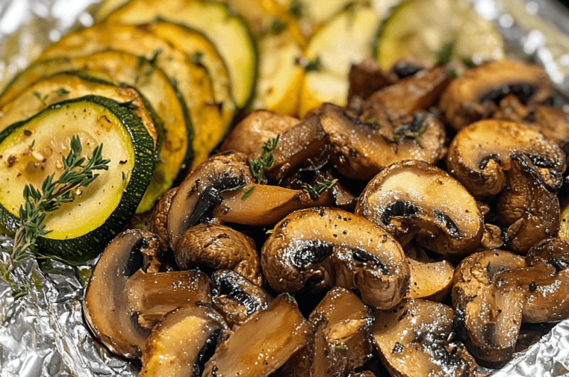 Easy Vegetarian Foil Packets with Zucchini, Mushrooms, and a Hint of Thyme