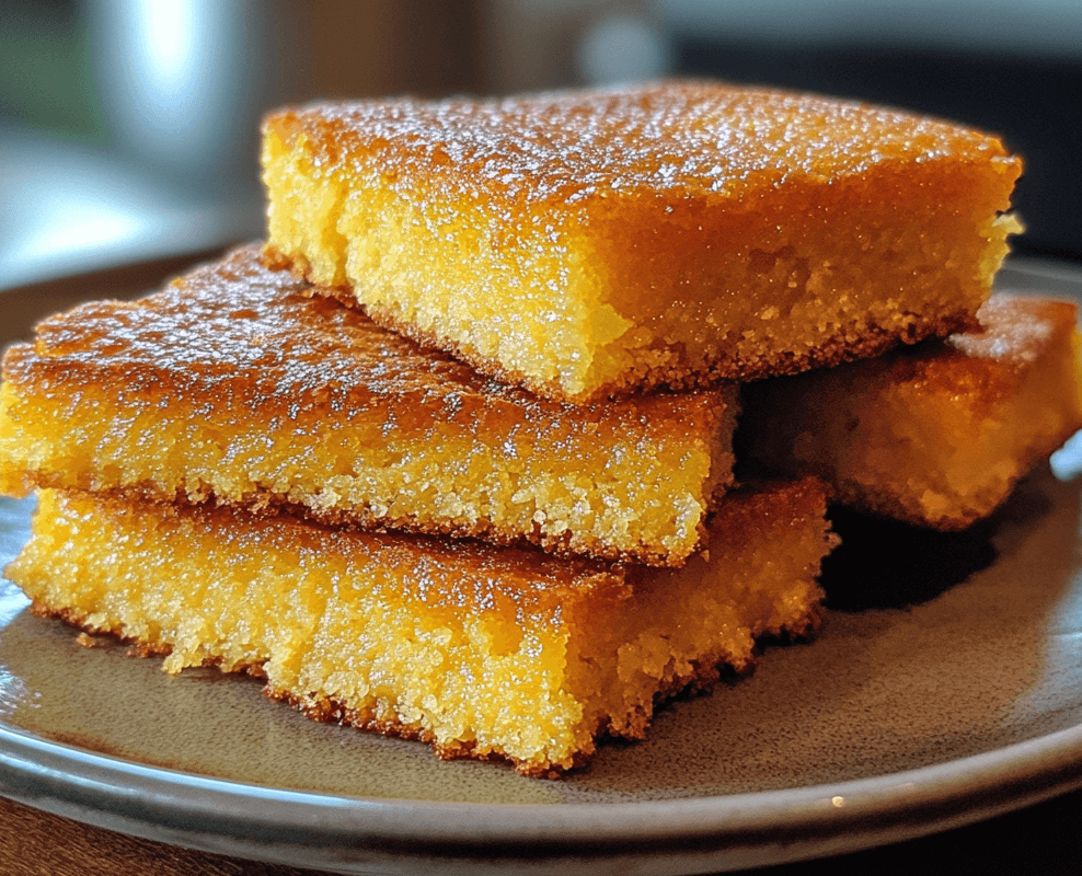 A golden-brown slice of Mexican cornbread, studded with melted cheddar cheese and diced jalapeños, served warm with a pat of butter on top.