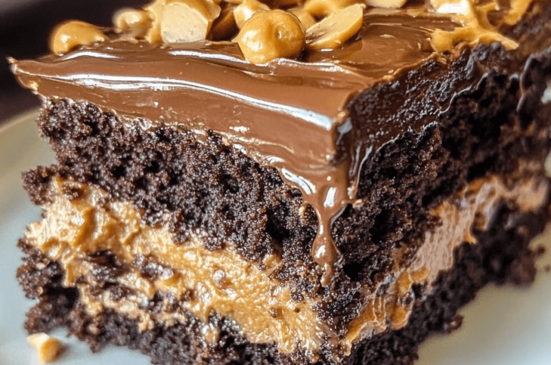 Indulge in the Richness of Gooey Chocolate Peanut Butter Cake