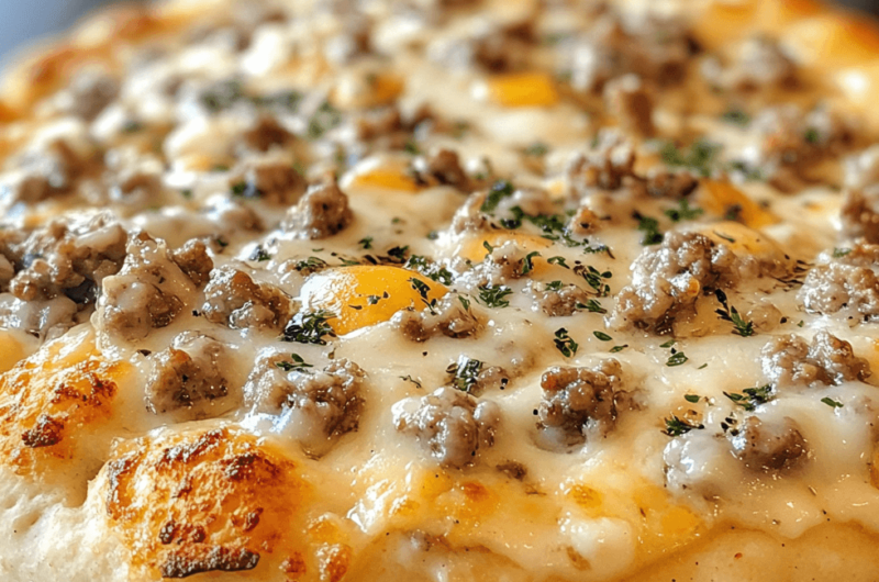 How to Make Biscuits and Sausage Gravy Breakfast Pizza