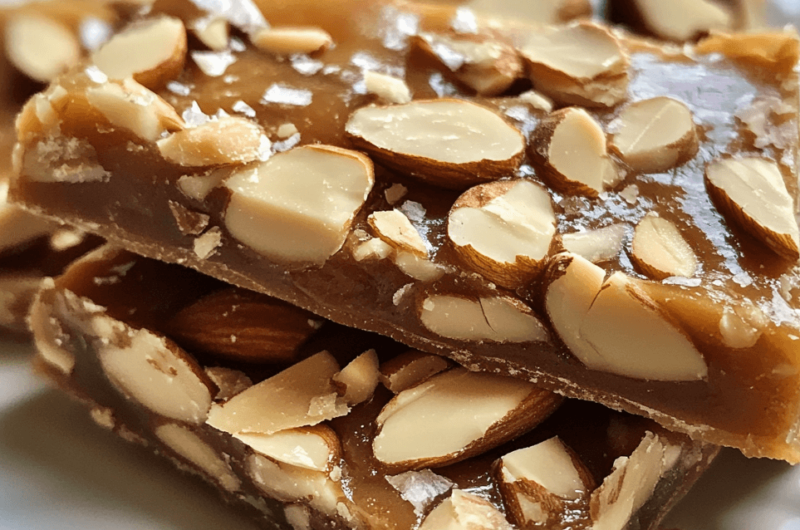 Easy Toffee with Sliced Almonds Recipe for Holiday Gifting