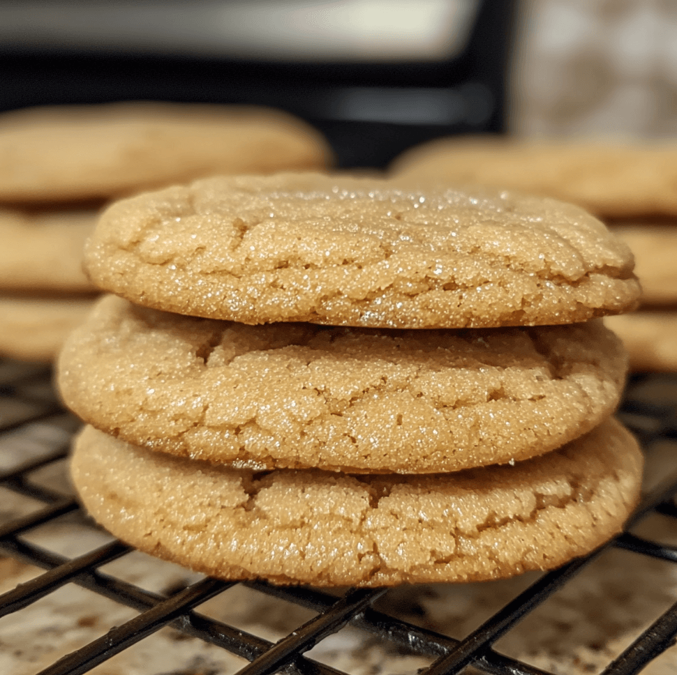 Maple Brown Sugar Cookies with a soft, chewy texture, drizzled with maple glaze, and garnished with a sprinkle of brown sugar for a cozy autumn treat.