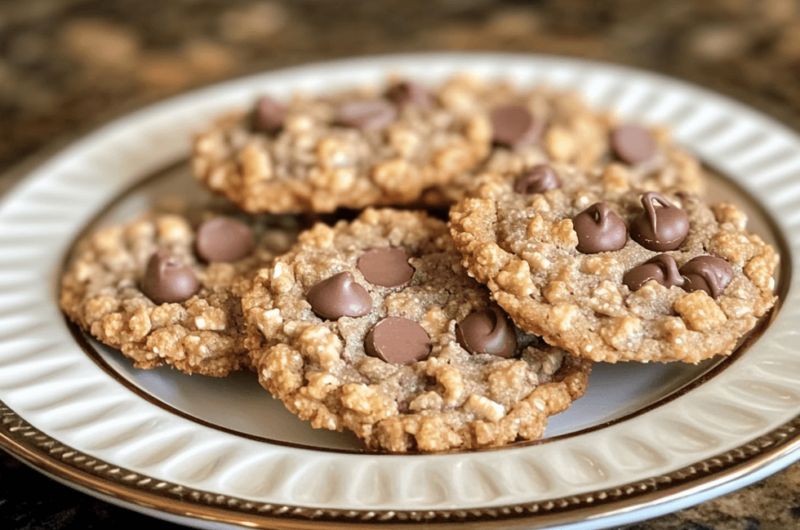 Quick and Easy Crispy Oatmeal Chocolate Chip Cookies with Krispies