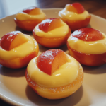 Mascarpone Apples Fondant with caramelized apples, creamy mascarpone layers, and a caramel drizzle, garnished with cinnamon and served in a elegant dish.